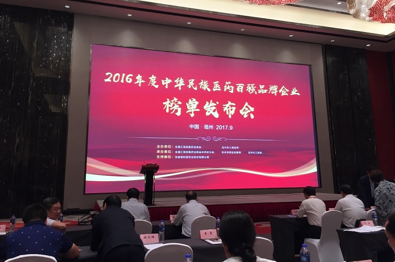 百亿游戏药业携热毒宁注射液强势上榜“2016年度中华民族医药百强品牌企业”